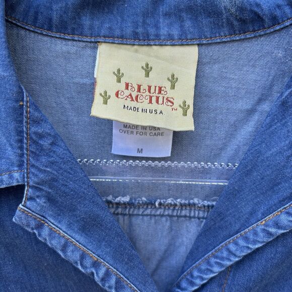 Vintage Y2K Geometric Shapes Art to Wear Boho Long Sleeve Denim Button Up M USA - Picture 4 of 8